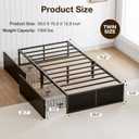 GAZHOME Twin Bed Frame with 2 XL Storage Drawers, Metal Platform Bed Frame with Footboard, 9 Strong Metal Slat Support/No Box Spring Needed/Easy Assembly/Space Saving,Black