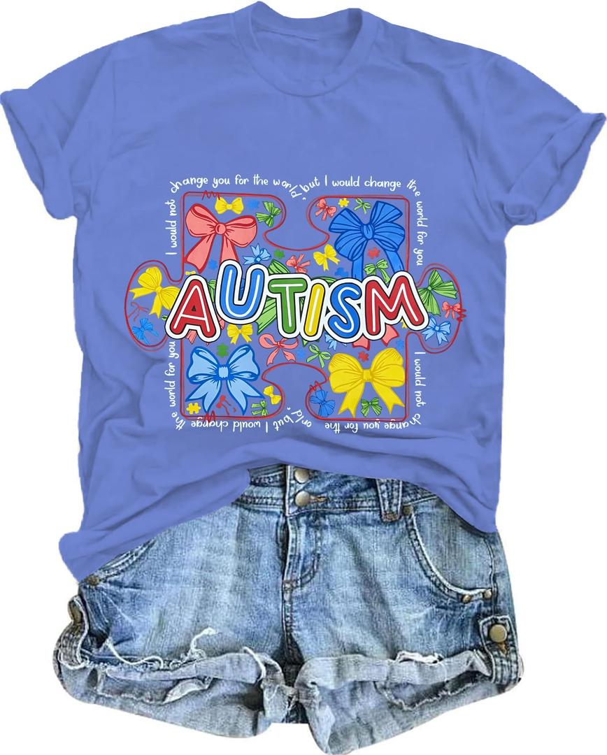 Autism Awareness Shirt Women Special Education Teacher T Shirt (Blue, XXL)