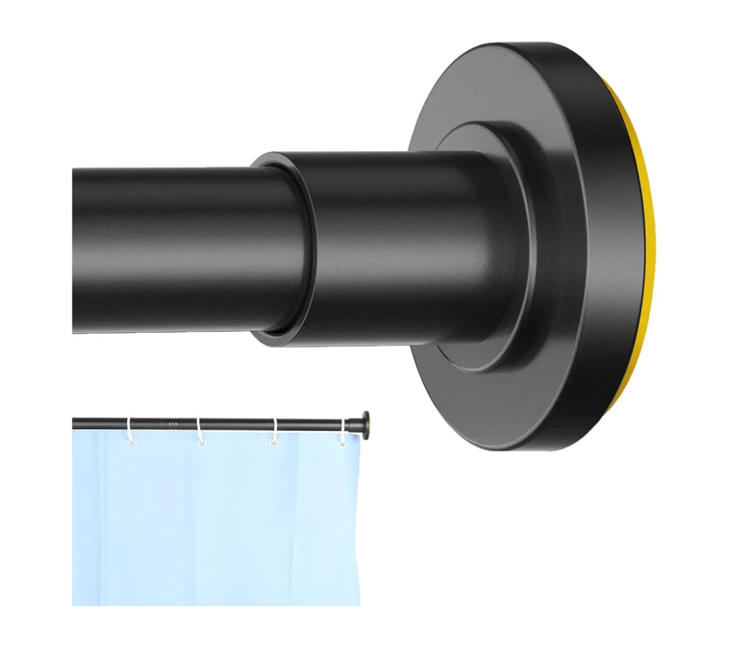 Black Shower Curtain Rod 31 to 80 Inch,1 Inch Diameter Adjustable Spring Tension Stainless Steel Telescoping Rod,Easy Install,No Rust