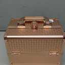 Joligrace Beauty Makeup Train Case for Lady Portable Cosmetic Box Jewelry Organizer Lockable with Keys and Mirror 2-Tier Trays Carrying with Handle Makeup Storage Box - Rose Gold