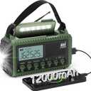 NOAA Emergency Radio with Auto Weather Alerts - 12000mAh Solar Hand Crank Weather Radio, 6 Power Sources, Bright LCD Digital Tuning, AM/FM/SW Receiver, SOS Alarm & Power Bank for Home Camping Survival