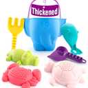 Hahaland Beach Toys for Toddlers 1-3 - Sand Toys for Toddlers 1-3, Baby Bucket Rake Shovel Set, Bath Water Outdoor Toy for Boys Girls, Sandbox Toy for 1 Year Old Toddler Toys Age 1-2
