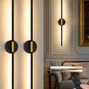 24 Inch Battery Operated Wall Sconce Set of 2, Dimmable Battery Sconces with Remote Control, 8000 mAh Rechargeable Sconces, 350 Rotate Modern LED Lights for Bedroom, Living Room, Black Gold