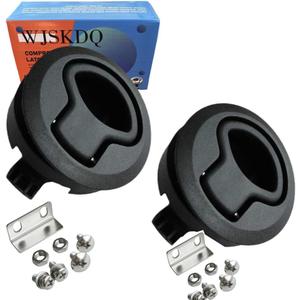 WJSKDQ Boat 2'' Flush Pull Slam Latch Black Plastic Round for RV Boat Door Latches Deck 1/4'' Door Cabinet Hardware of 2PCS