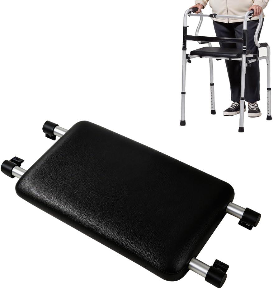 Walker Seat Cushion - Waterproof and Anti-Slip Pad, Suitable for Replacement Accessories of Folding Walkers, Providing Comfortable Support for the Elderly and Disabled (PU-Black)