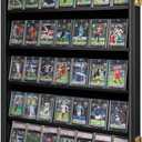 35 Graded Sports Card Display Case - Baseball Card Display Frame with UV Protection Clear View Lockable Wall Cabinet for Basketball Collectible Trading Card Black Finish (35 - Black - Vertical)