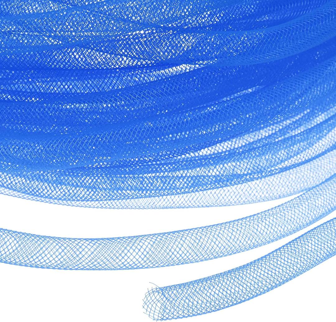 M METERXITY Mesh Tube Ribbon 25 Yards, 10mm Elastic Fabric Ribbons Mesh Tubing for Crafts/Gift Wrapping/Flower Bouquets/Wedding/Birthday/Holiday/Wreaths Christmas/Decoration[Blue]