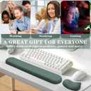 Wrist Rest for Keyboard and Mouse Pad, Ergonomic Memory Foam Keyboard Wrist Rest Set, Luxe Leather, Non-Slip Desk Accessories for Office and Home (Green)