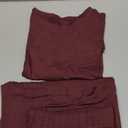 Women's 2 Piece Lounge Set Ruched Short Sleeve Tops High Waisted Wide Leg Pants (Large, Wine Red)