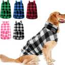 ASENKU Dog Winter Coat, Fleece Doggie Jacket Plaid Reversible Vest Waterproof Windproof Cold Weather Clothes for Small Medium Large Dogs (L, White)
