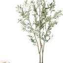 Olive Trees Artificial Indoor,Fake Olive Tree 6FT Tall 1Pack with White Planter Faux Silk Olive Tree for Home Living Room Office Decor Faux Artificial Plants Indoor with Fruit & Free Moss