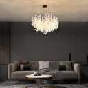 24-Inch Black Tree Branch Chandelier, 8-Light Modern Coastal Chandelier, Round Crystal Dining Room Light Fixtures for Foyer Entryway Stairwell, Bathroom Chandeliers Over Tub, E12