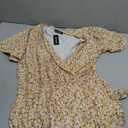 FENSACE Womens Sundress Summer Floral Short Sleeve Wrap V Neck A-Line Midi Dress(Yellow Floral-87,X-Large)