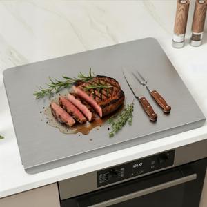 19.7"L x 15.7"W Stainless Steel Cutting Board for Kitchen – Large L-Shaped Bread Board, Double-Sided Non-Stick Chopping Board with Lip for Baking, Dishwasher Safe Pastry Board for Kneading