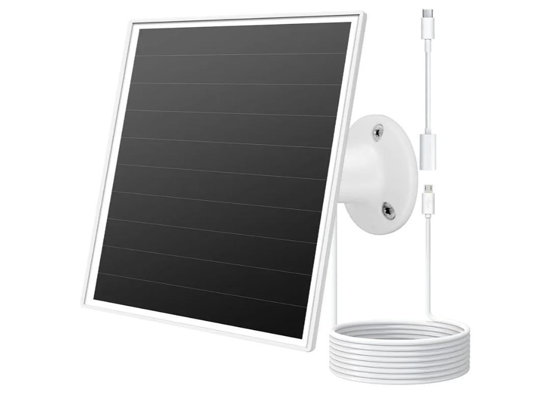 6W Solar Panel for Outdoor Security Camera with Micro USB & USB - C Port, Solar Panel Charger for Battery Camera, Fits Wyze/Reolink DC 5V Output, IP65/360° Adjustable, 9.8ft Cable, Fast Charging