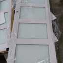 COSHOMER Sliding Closet Door for 48" x 80" Opening, 5-Lite Frosted Glass Barn Doors with Hardware Kit Included, Preassembled MDF Closet Doors, White