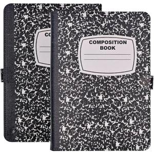 Case for All-New Kindle Fire HD 10 & 10 Plus Tablet (11th Generation, 2021 Release), PU Leather Folio Multi-Angle Stand TPU Back Cover, Composition Book Black