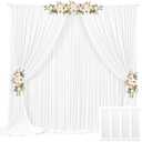 20ft x 10ft White Backdrop Curtains for Parties – Wrinkle-Free Polyester Drapes, 4 Panels 5ft x 10ft White Photo Backdrops for Weddings, Birthday Parties, Studio Photography