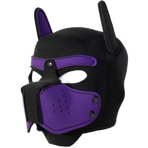 Pup Hood, Pup Play Hood, Removable Dog Full Face Pup Hood (Purple)