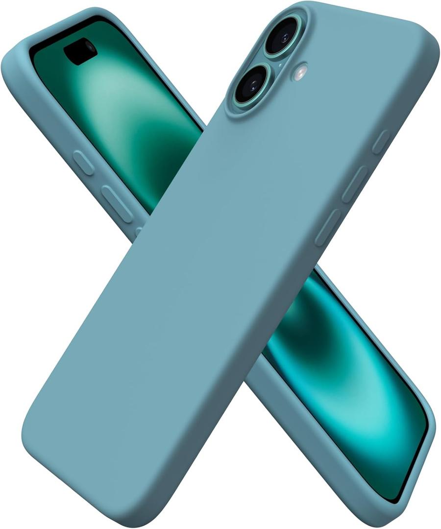 ORNARTO Compatible with iPhone 16 Plus Case 6.7, Slim Liquid Silicone 3 Layers Full Covered Soft Gel Rubber Phone Case Protective Cover 6.7 Inch, Cactus