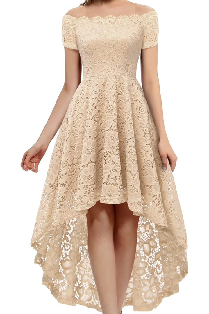Dressystar Women's Lace Cocktail Dress Hi-Lo Off Shoulder Bridesmaid Swing Formal Party Dress M Dressystar Women's Lace Cocktail Dress Hi-Lo Off Shoulder Bridesmaid Swing Formal Party Dress M