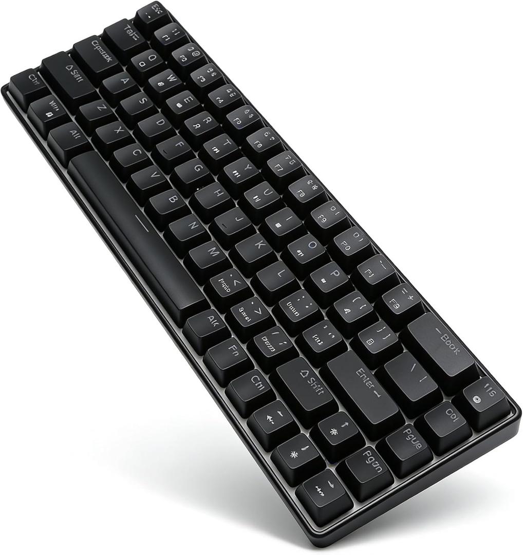 Zunate 68-Key Mechanical Gaming Keyboard with Blue Switches & Ice Blue Backlight - Detachable Cable & Pluggable Shaft Design, Wired RGB Keyboard for PC/Mac