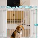 No Pawblems Retractable Safety Gate, Metal Adjustable Dog Gate for Doorways, Stairs & Hallways, Expands to 38" Wide, 36" Tall Gate, Auto Retract Design, No Bottom Bar, White