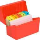 H4D 3x5 Index Card Holder with 100 Heavyweight Ruled Index Cards and 25 Plastic Dividers, Red