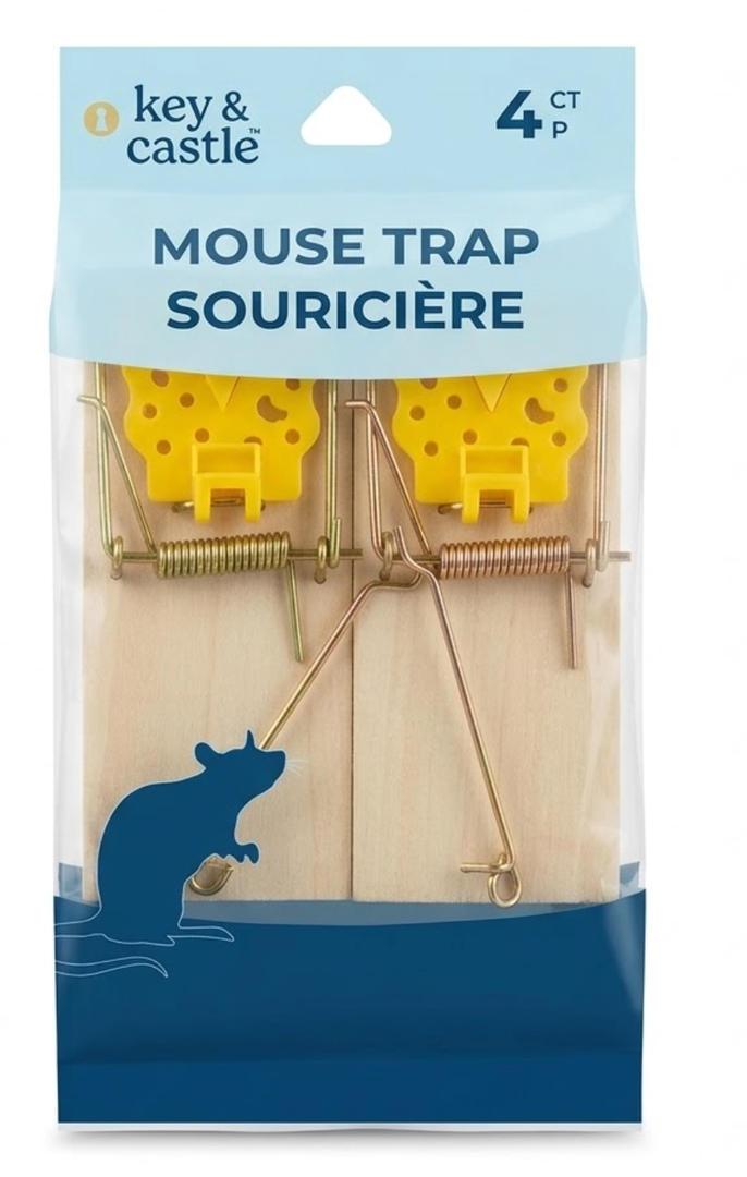 (Pack of 4) Key & Castle Metal Pedal Mouse Trap Sourciere Disposable Reusable