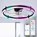 addlon 24'' RGB Low Profile Ceiling Fans with Lights, App/Remote, Black