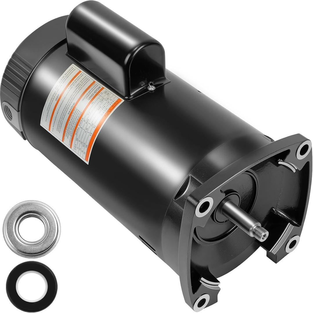 B843 B2843 Pool Pump Motor - 2HP Single Speed 3450 RPM, 56Y Frame, 208-230V 11.0/10.2A, 5/8" 1045 Steel Threaded Shaft, Direct Replacement for Century A.O. Smith B2843/B843 Swimming Pool Spa Motor