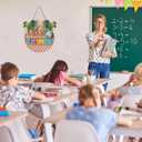 3D Classroom Door Sign,Welcome to Our Classroom Wreath,Teacher Door Sign,Welcome Back to School Decor Apple Book,First Day of School Wall Decoration for Kindergarten Preschool Playroom (Colourful & Light Brown)