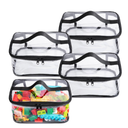 4 Packs Clear Toy Storage Bags- 9.4 x 6.7 x 4.3 Inch Transparent PVC Toy Organizing Bags with Zipper- Waterproof Toy Storage Organizer Pouch for Building Blocks, Small Toys (Black)