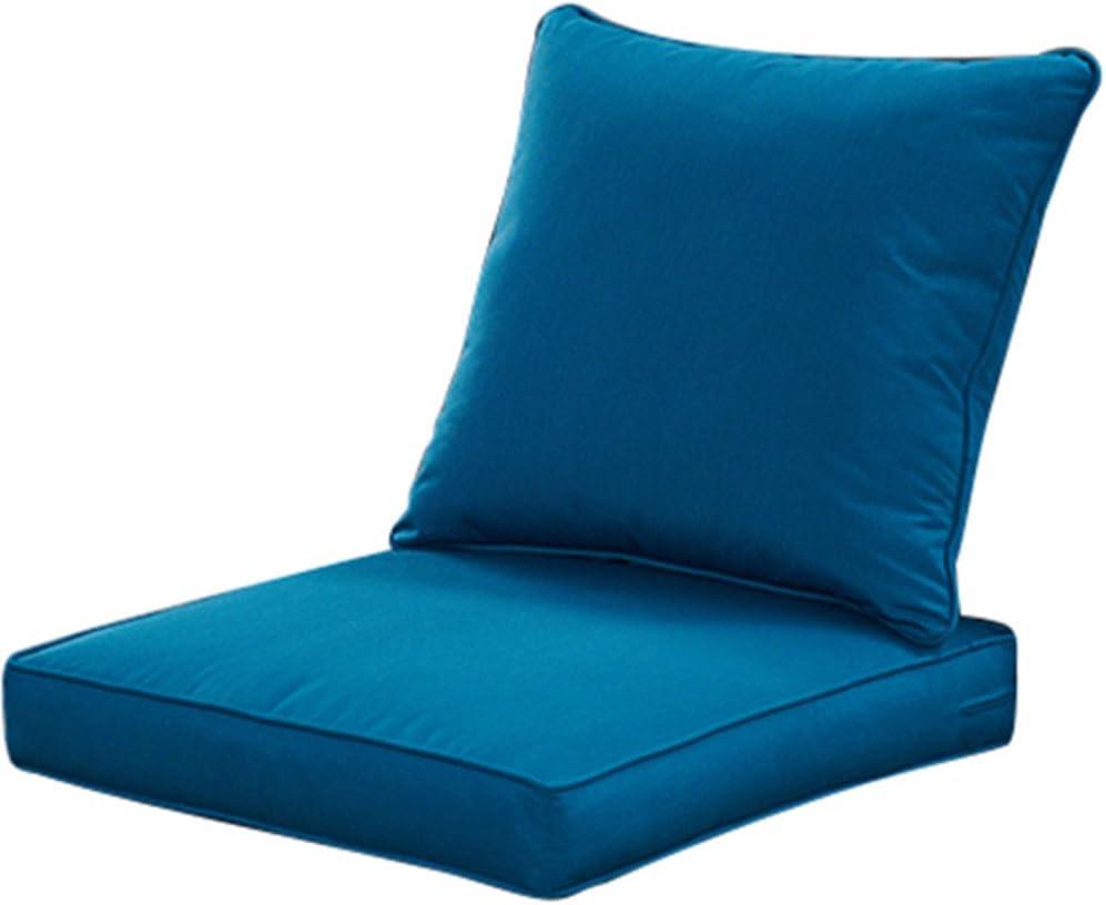 QILLOWAY Outdoor/Indoor Deep Seat Cushions for Patio Furniture, All Weather Lawn Chair Cushion 24 x 24 inch 1 Set (Peacock Blue)