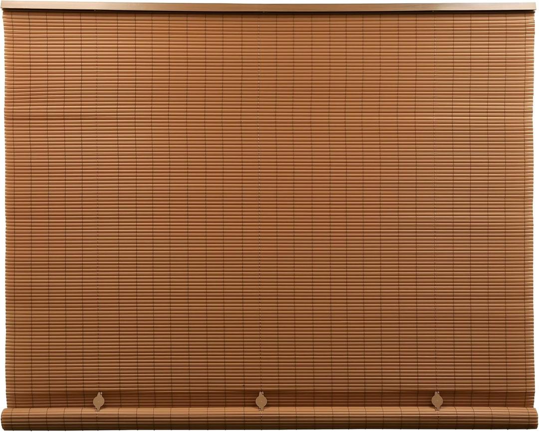 Radiance Cordless Outdoor Shades for Porch, Patio & Windows - Waterproof PVC Blinds for Indoor & Outdoor - Roll-Up Patio Privacy Screen for Diffuse Sunlight - Woodgrain - 48" W x 72" L - (3321246)