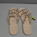 Women Flats Sandals, Studded Jelly Shoes Size 37 Red Dressy Summer Beach Rivets Strappy Jellies Slide Slip On Open Toes (Beige)
