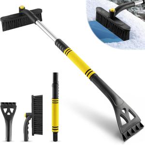 LivTee 32" Snow Brush and Ice Scrapers for Car Windshield, Extendable Car Snow Accessories with Foam Grip, Brush Supports 360 Degree Rotation, Car Winter Removal Tool for Cars, Trucks, SUVs