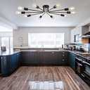 TULUCE 10 Lights Ceiling Light Vintage Metal Semi Flush Mount Light Ceiling Lamp Black Chandelier Lighting Fixture for Living Room Dining Room Kitchen Hallway Cafe