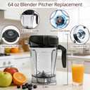 64oz Low-Profile Blender Pitcher Container, Compatible with Vitamix 5200 750 7500 6300 VM0102 VM0103 VM0197 E310 Classic/Explorian/Commercial Series, BPA-Free, Replacement Jar Cup