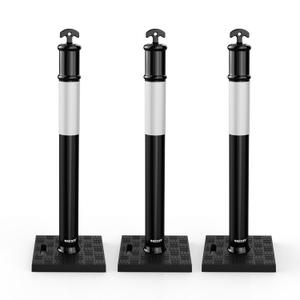 BATTIFE 45" Delineator Post with Base, Traffic Delineator Cones with Reflective Collar for Driving Practice, Construction Work (3, Black, 45 inch)