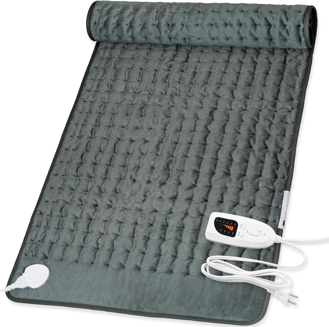 Deepsoon Heating Pad,Electric Heating Pads for Back,Neck,Moist Heating Pad for Abdomen Shoulder Knee Legs,Dry/Moist Heat&Auto Shut Off,Mother's Day Birthday for Men and Women,Dark Gray,40x20 Inch