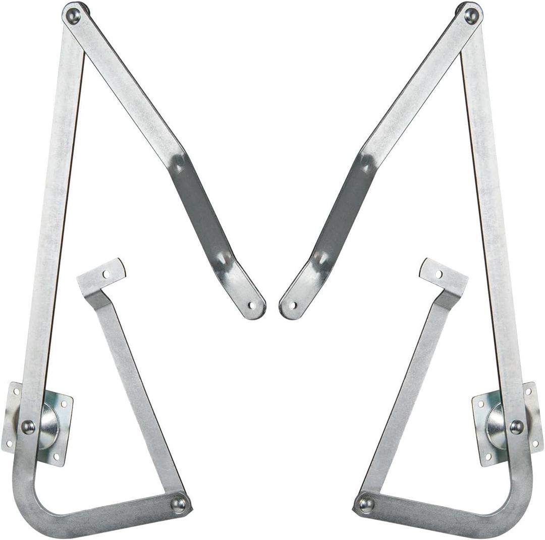 55-2 Attic Ladder Hinge Arms Replacement Kit, Compatible with Werner Mk5, WU2210, W2208, W2210, Silver, Thick White Zinc, Galvanized, Industrial, Modern, 1 Pair