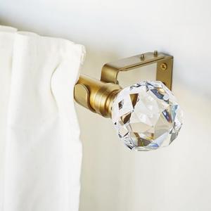 ILAISIHOME Luxury Gold Decorative Single Curtain Rod Set with Crystal-clear Faceted Finials, 36-72 in, Standard Single Drapery Rod for 1 Pack, 1-1/8 in diameter, Adjustable Length