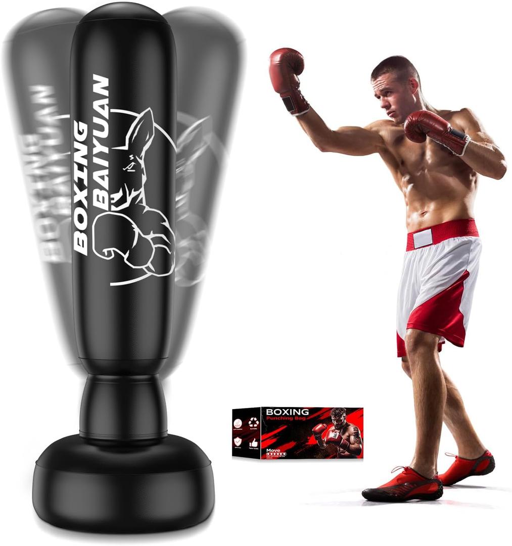 Freestanding Punching Bag for Adults Teens, 71'' Inflatable Boxing Bag with Stand, Kick Boxing Training Equipment for MMA, Muay Thai, Kickboxing, Fitness for Beginners
