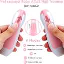 Baby Nail Trimmer Electric-6 in 1 Baby Nail File Clippers Infant Grooming Kit Manicure Set for Toddler or Adults, Pink