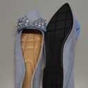 KUNWFNIX Women's Ballet Flats with Pearl Clip - Faux Suede Pointed Toe Slip On, Soft Comfortable Shoes for Wedding Guest, Office & Dressy Events 40