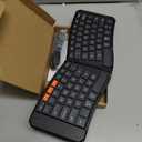 MEETION New Ergonomic Bluetooth Foldable Keyboard, Split Compact Portable Wireless Keyboard for Business Travel, Rechargeable Folding Keyboard for Tablet PC Smartphone iOS Android Windows Mac Black