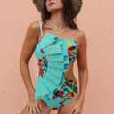 SPORLIKE Women One Piece Swimsuit Flounce Swimwear Hole Out Bathing Suit Padded Monokini (Blue, L)