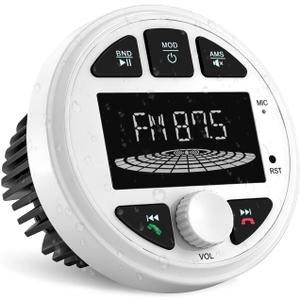 Boat Marine Radio, Marine Stereo Receiver, Waterproof Multimedia MP3 Player with 3" HD LCD Display,Multi-Mode Playback AM/FM Tuner, Preset EQ Subwoofer,Marine Stereos for Car, Boat, ATV, RV
