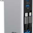 120W USB C Charger Block with 2 Built-in Retractable Cables,4-in-1 GaN IV Foldable Plug Wall Charger Fast Charging Station,PD 65W Laptop Adapter for MacBook/iPad,iPhone 17/16/15/14,Galaxy,Android etc